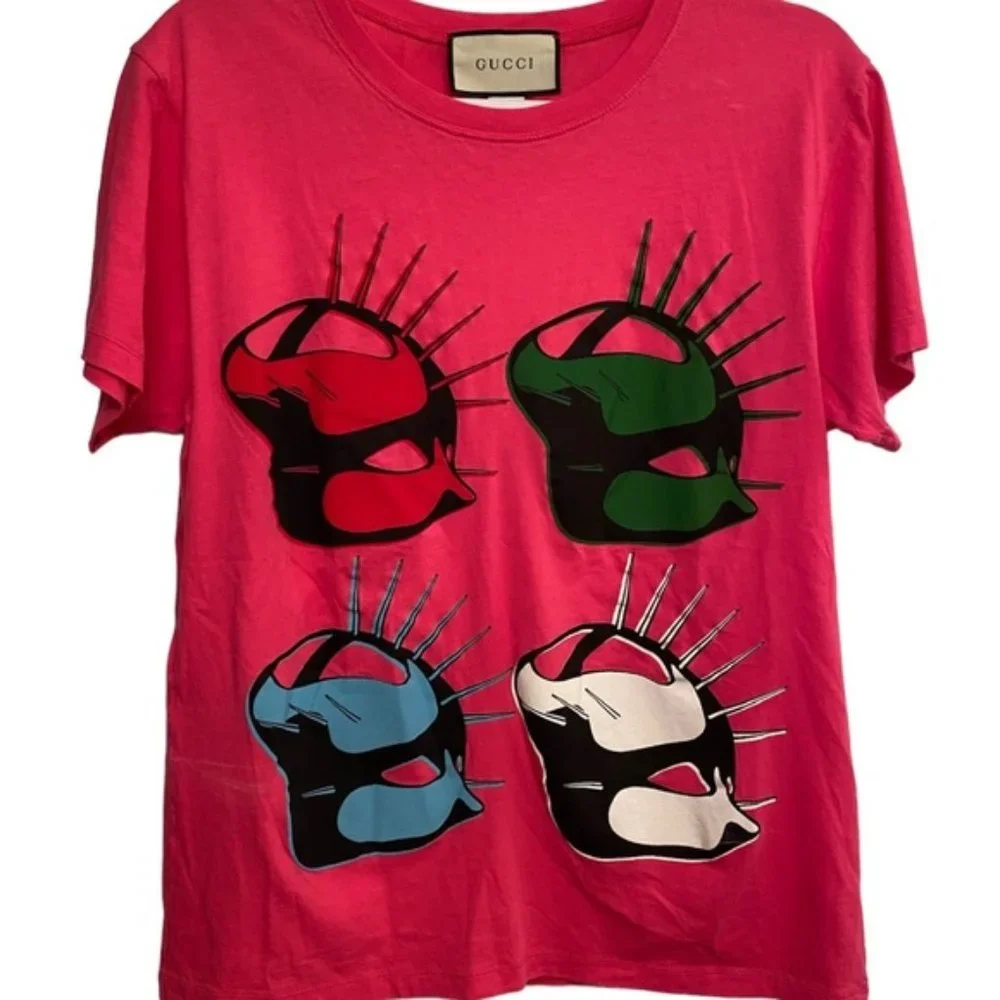 SOLD Gucci Manifesto Logo Women’s Pink T Shirt - Picture 1 of 6